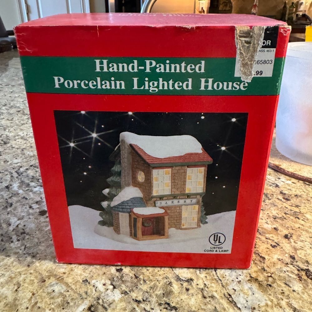 Lenox Hand-Painted Porcelain Lighted House “The Bakery “- Red and White
